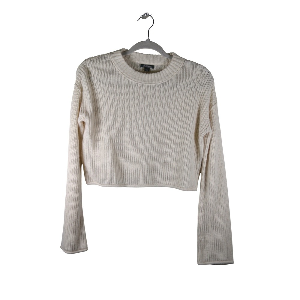 Wild Fable Oversized Cropped Shaker Stitch Sweater Cream Knit XS Long Sleeve Top